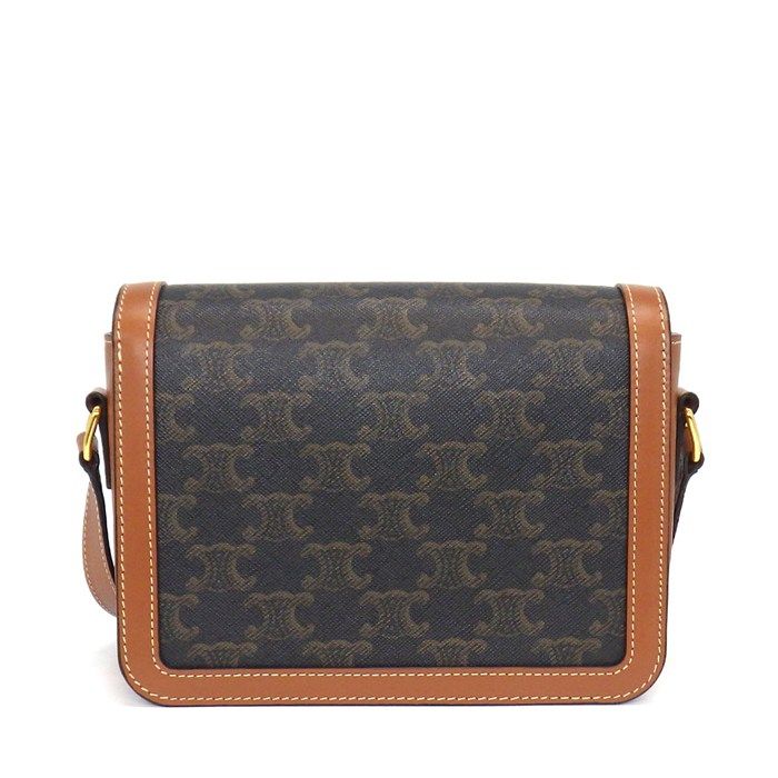Celine Shoulder Bag Teen Triomphe Tan Canvas Calfskin — view 2