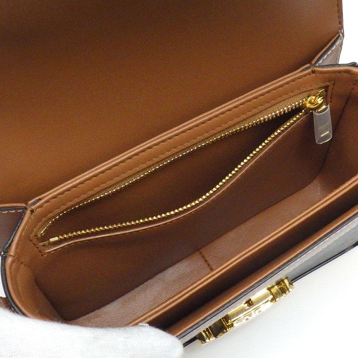 Celine Shoulder Bag Teen Triomphe Tan Canvas Calfskin — view 6