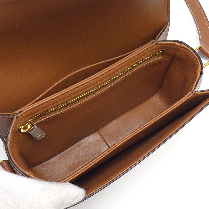 Celine Shoulder Bag Teen Triomphe Tan Canvas Calfskin — view 5