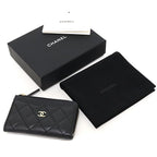 Chanel Zip Card Case Fragment Coin Purse Quilted Lambskin Black — view 2