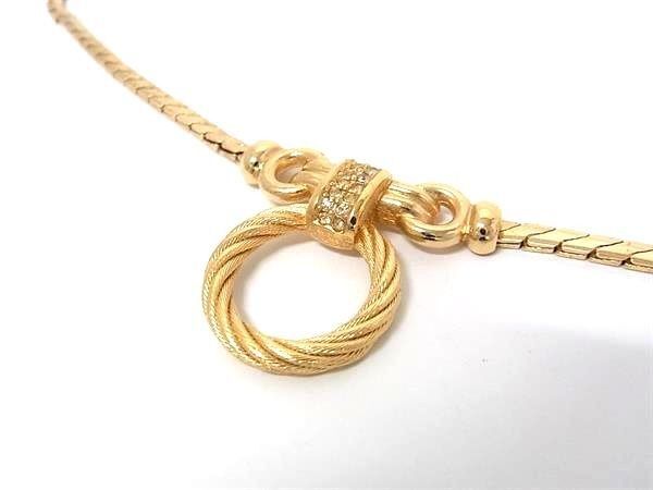 Dior Necklace Vintage Gold Metal Rhinestone — view 2