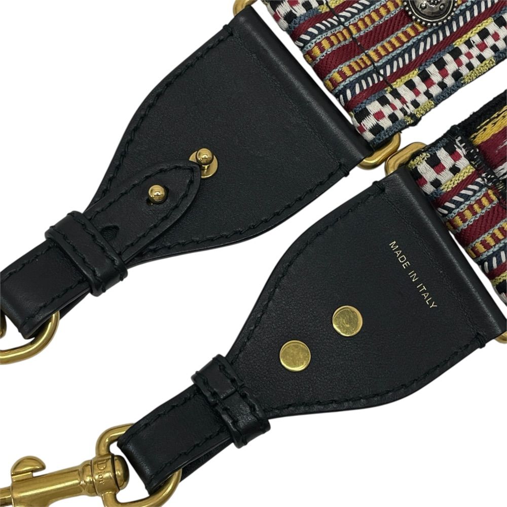 Dior Shoulder Strap Bag Canvas Leather Metal Black Gold Lightweight — view 6