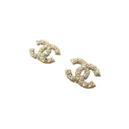 Chanel Earrings CC Logo CC Faux Pearl Rhinestone Gold