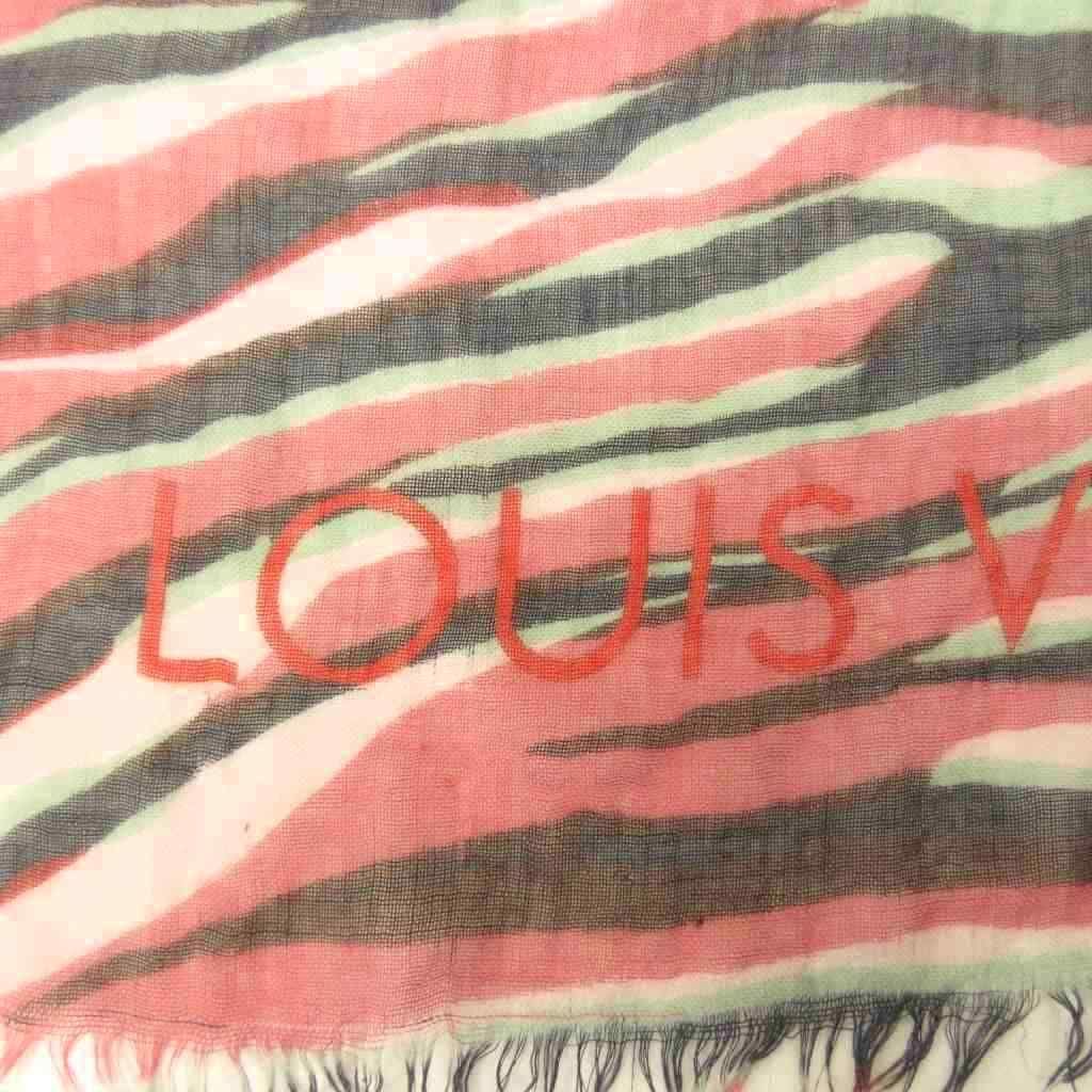 Louis Vuitton Scarf All Over Print Logo Fringe Pink Black — view 5
