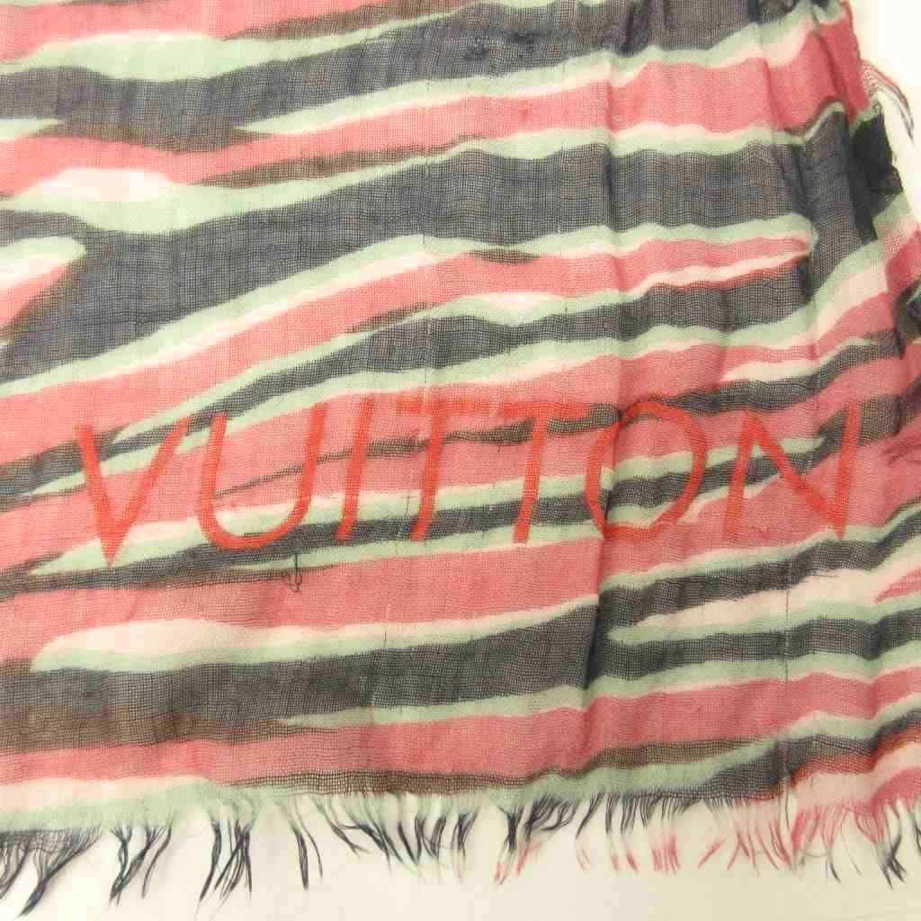 Louis Vuitton Scarf All Over Print Logo Fringe Pink Black — view 6
