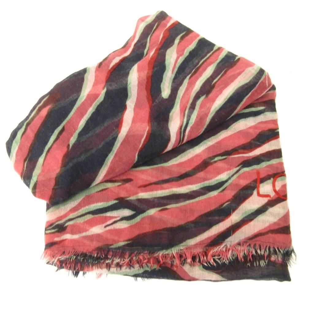 Louis Vuitton Scarf All Over Print Logo Fringe Pink Black — view 3