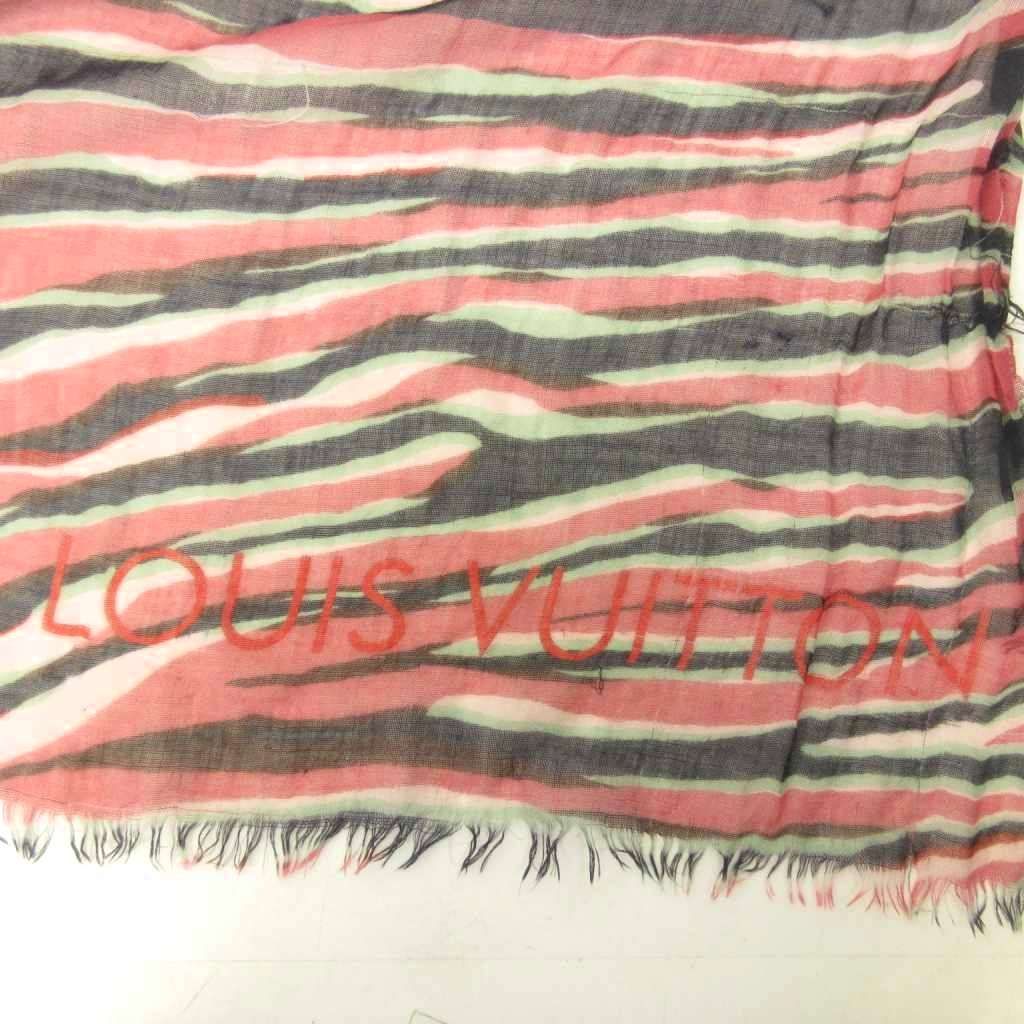 Louis Vuitton Scarf All Over Print Logo Fringe Pink Black — view 4