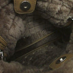 Chanel CC Logo Stitch Shearling Handbag Chain Shoulder Fleece Choco Bar — view 7