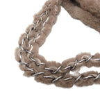 Chanel CC Logo Stitch Shearling Handbag Chain Shoulder Fleece Choco Bar — view 6