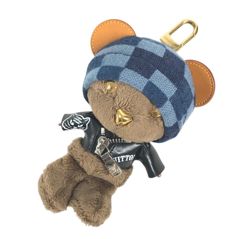 Louis Vuitton Bag Charm LV Bear Fur Black Keychain