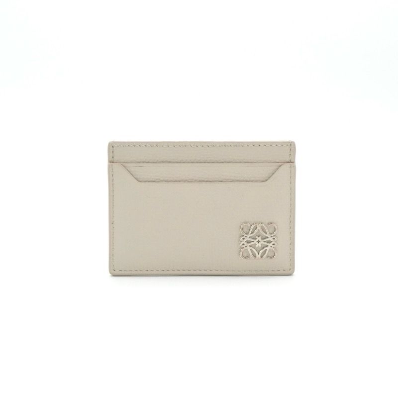 Loewe Card Case Beige Silver Anagram Logo