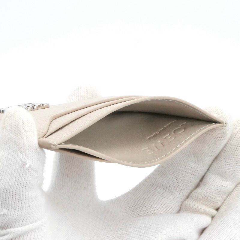 Loewe Card Case Beige Silver Anagram Logo — view 5