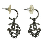 Chanel CC Logo Chain Earrings Silver — view 2