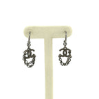 Chanel CC Logo Chain Earrings Silver — view 4