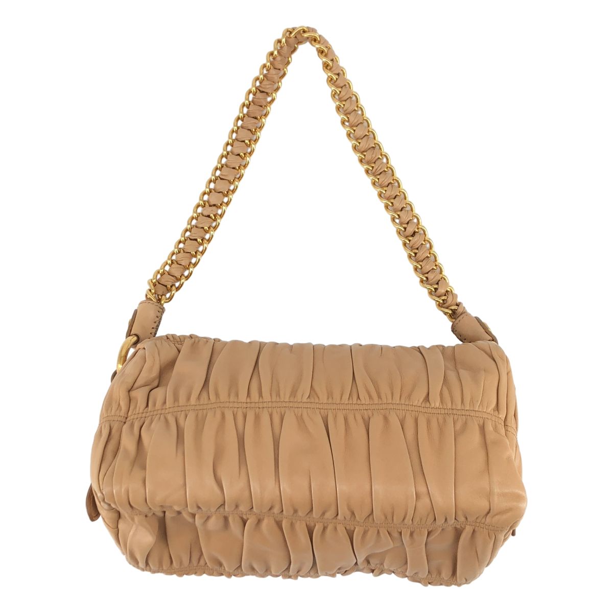 Prada Nappa Gaufre Chain Shoulder Bag Beige — view 2