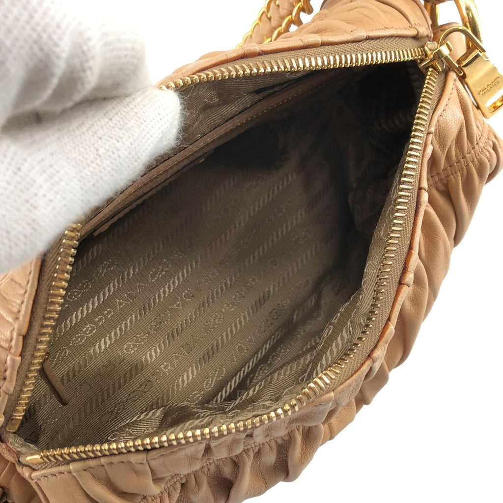 Prada Nappa Gaufre Chain Shoulder Bag Beige — view 5