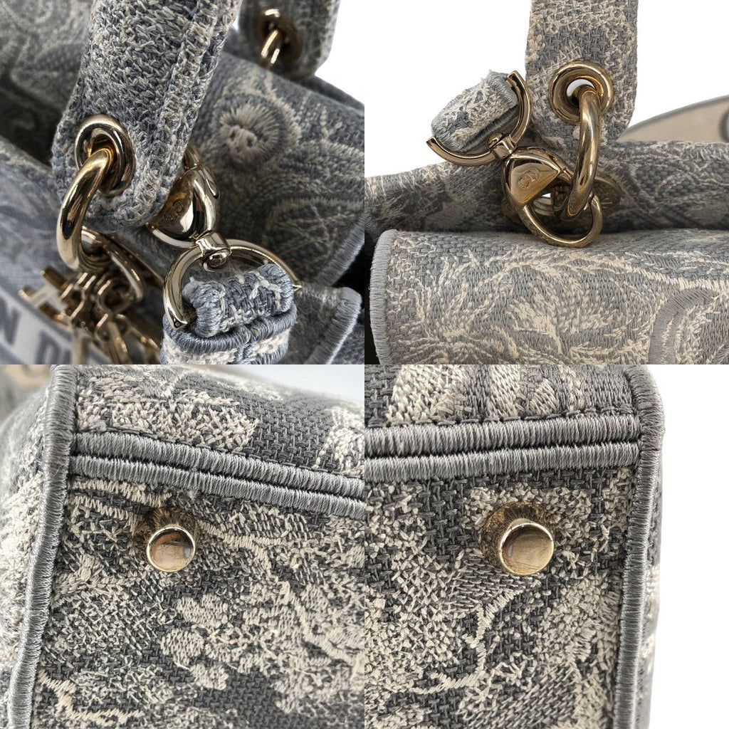 Dior Lady D-lite Medium Toile de Jouy 2-Way Handbag Blue Gray — view 8