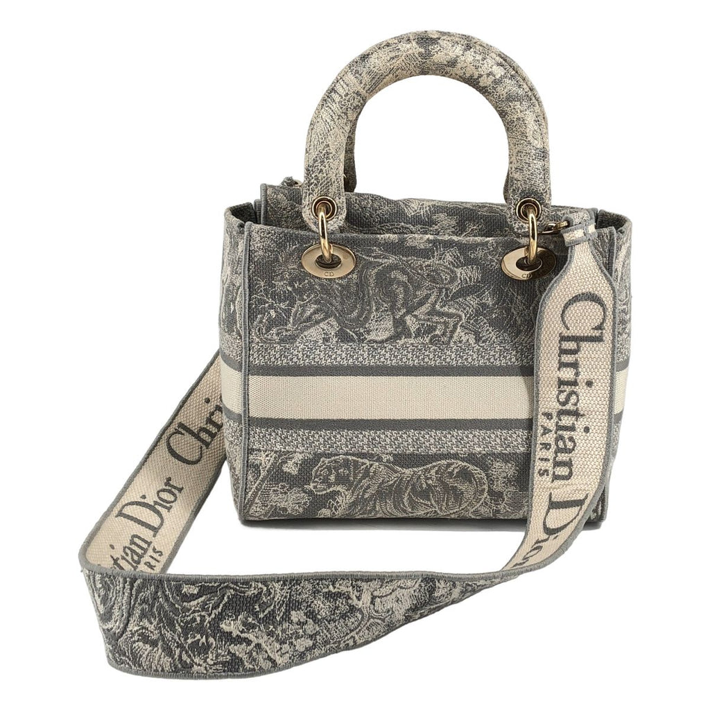 Dior Lady D-lite Medium Toile de Jouy 2-Way Handbag Blue Gray — view 2
