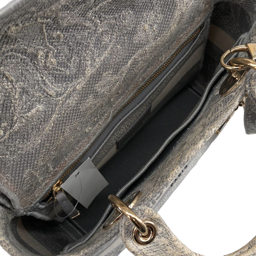 Dior Lady D-lite Medium Toile de Jouy 2-Way Handbag Blue Gray — view 3