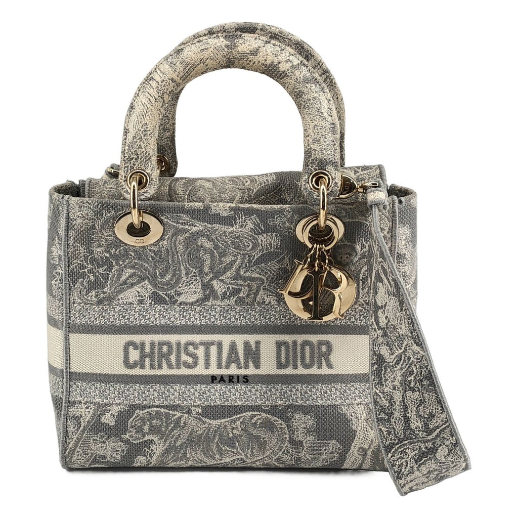 Dior Lady D-lite Medium Toile de Jouy 2-Way Handbag Blue Gray