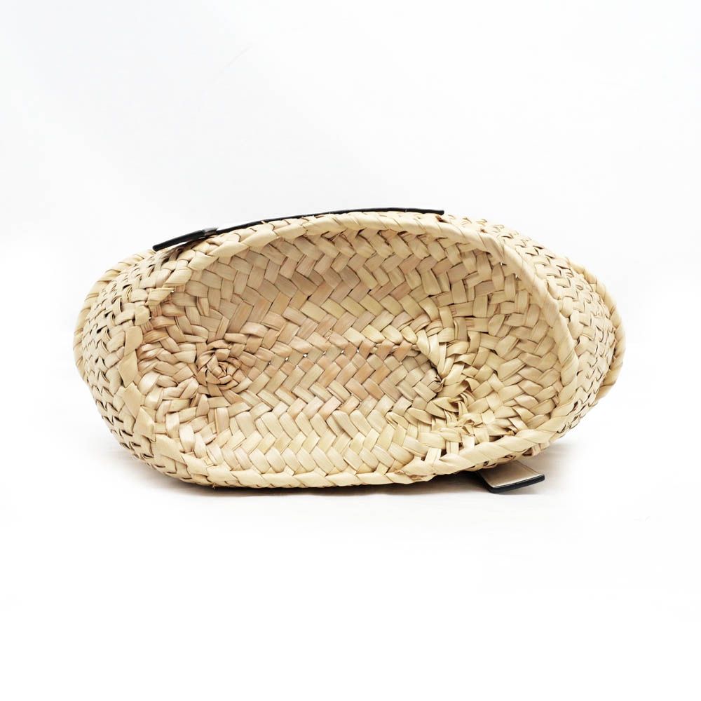 Loewe Basket Bag White Silver Anagram Leather Raffia Bag — view 5