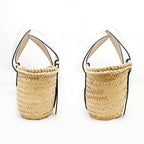 Loewe Basket Bag White Silver Anagram Leather Raffia Bag — view 3