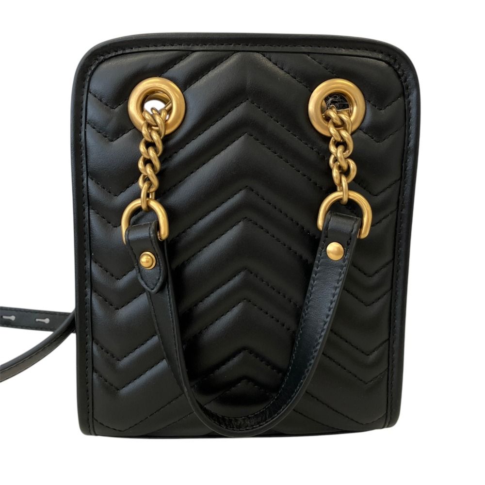 Gucci GG Marmont Quilted Leather Shoulder Bag Black — view 3