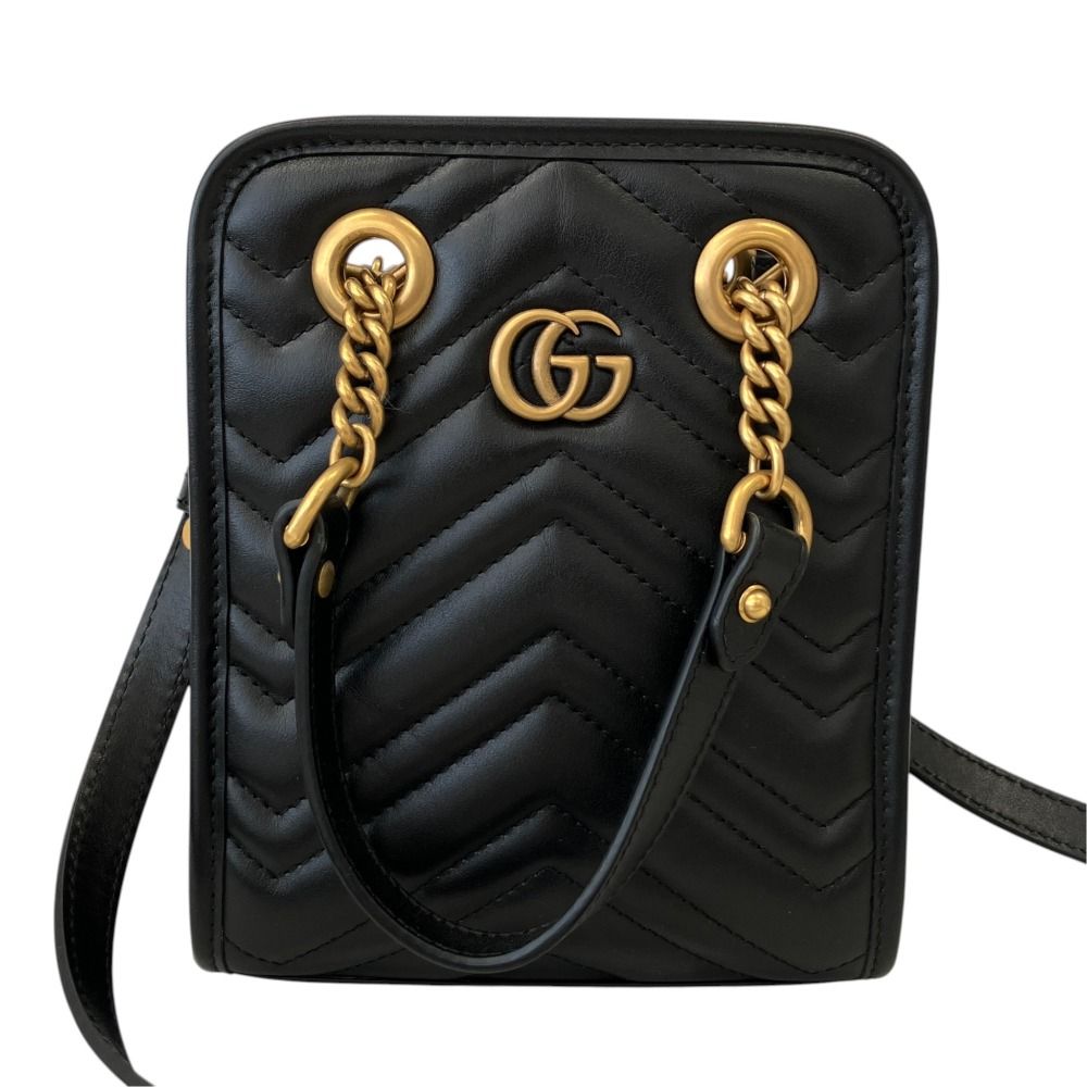 Gucci GG Marmont Quilted Leather Shoulder Bag Black