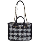 Chanel Coco Neige Collection Tweed Quilted Tote Black