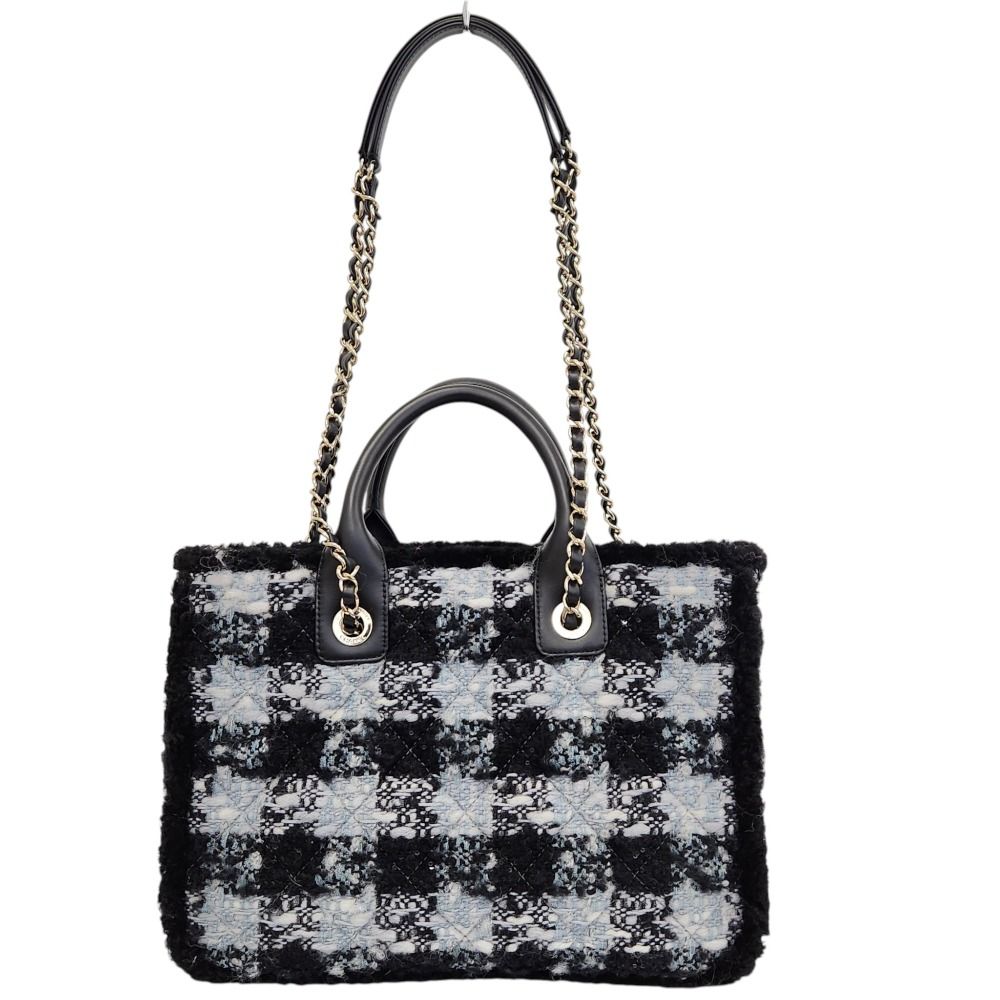 Chanel Coco Neige Collection Tweed Quilted Tote Black — view 3