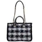Chanel Coco Neige Collection Tweed Quilted Tote Black — view 3