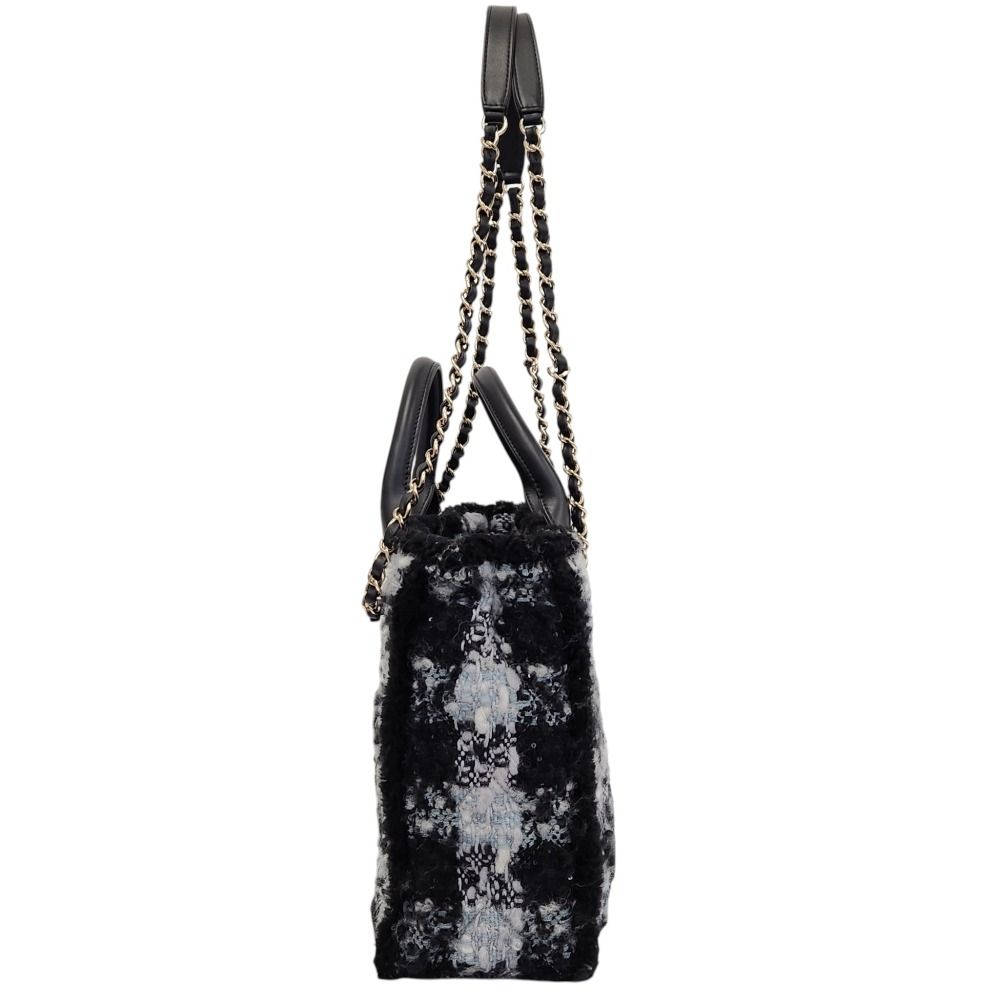 Chanel Coco Neige Collection Tweed Quilted Tote Black — view 2