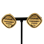 Chanel Cambon Plate Earrings Gold Colored