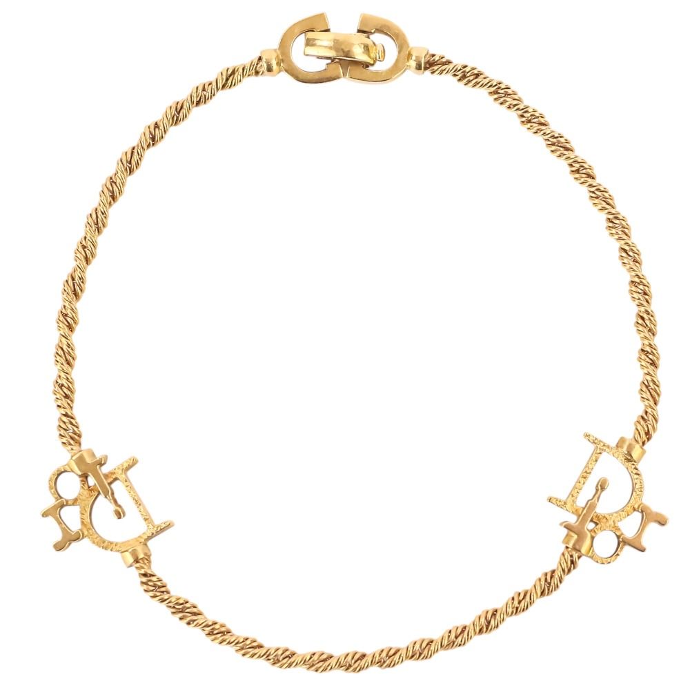 Dior 750 Twist Chain Logo Bracelet Yellow Gold