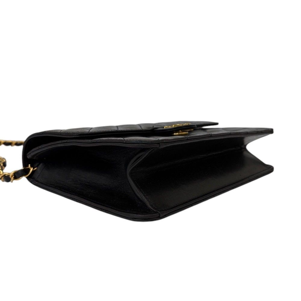 Chanel Quilted Lambskin Single Flap Chain Shoulder Bag Black — view 4