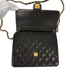Chanel Quilted Lambskin Single Flap Chain Shoulder Bag Black — view 6