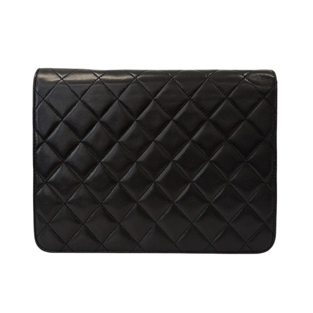 Chanel Quilted Lambskin Single Flap Chain Shoulder Bag Black — view 3