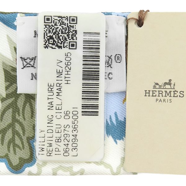 Hermes Scarf Twilly Silk Blue Ciel Marine Green Rewilding — view 5