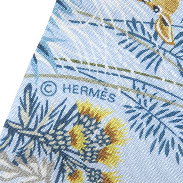 Hermes Scarf Twilly Silk Blue Ciel Marine Green Rewilding — view 6