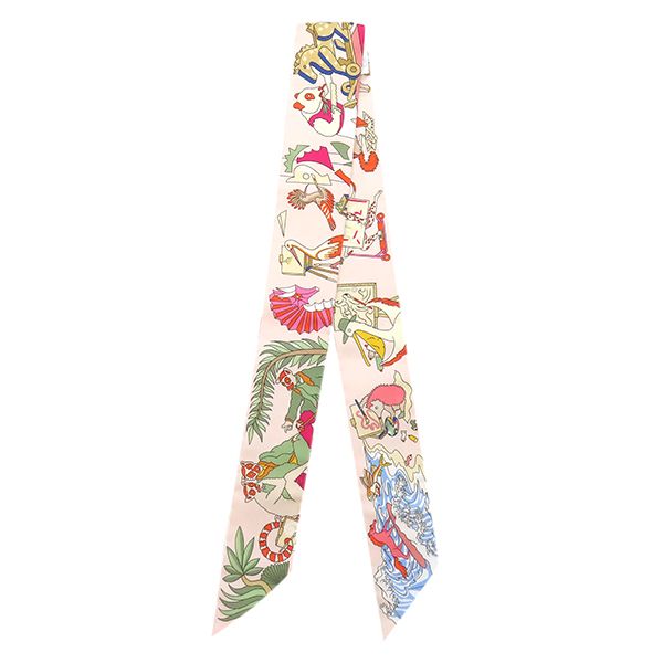 Hermes Scarf Twilly Silk Rose Narkle Vert Amande Multicolor Academia — view 2