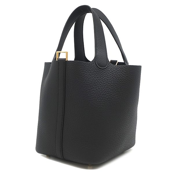 Hermes Handbag Picotin Lock 18 PM Taurillon Clemence Black Gold — view 2