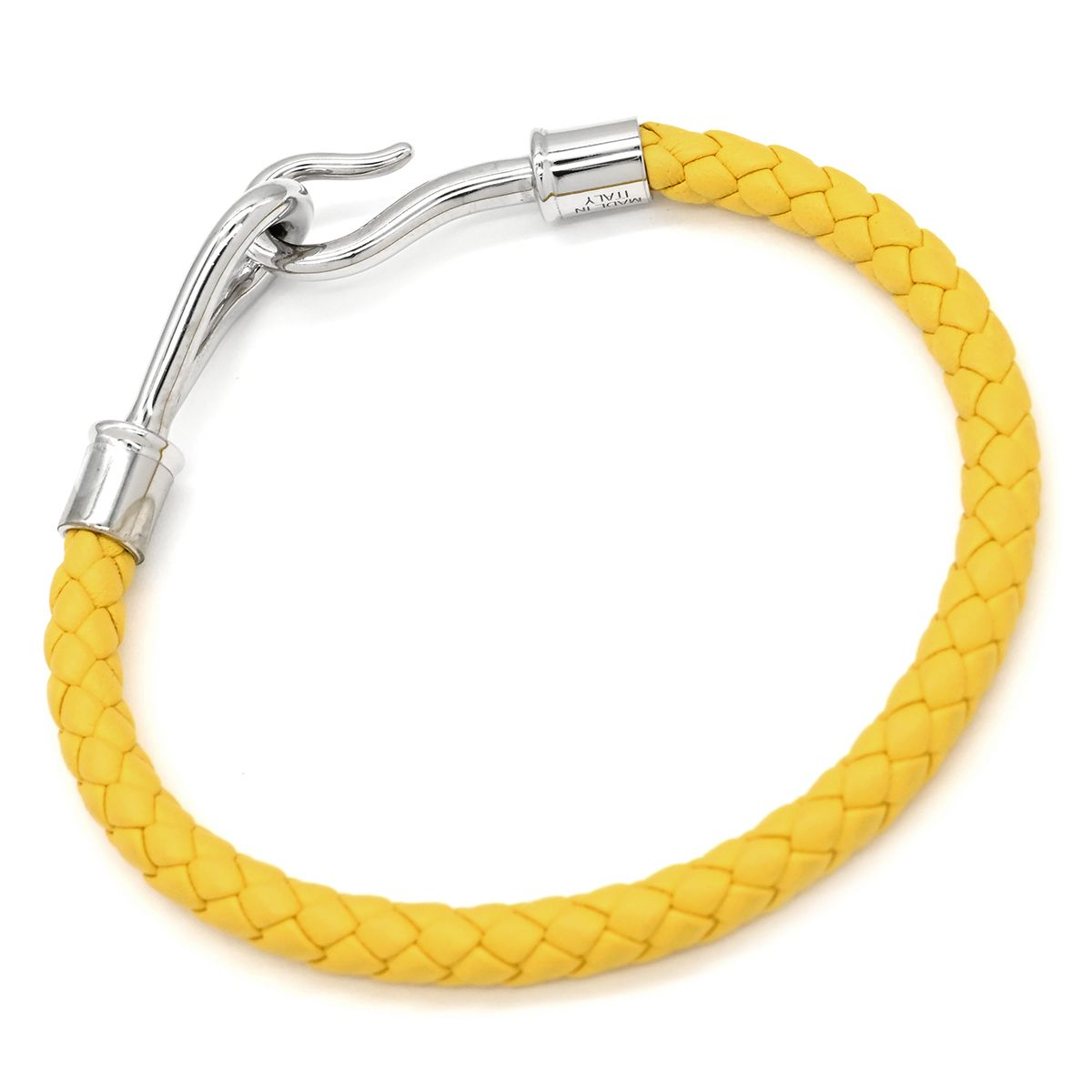 Hermes Bracelet Jumbo Leather Metal Yellow Silver Braided — view 2