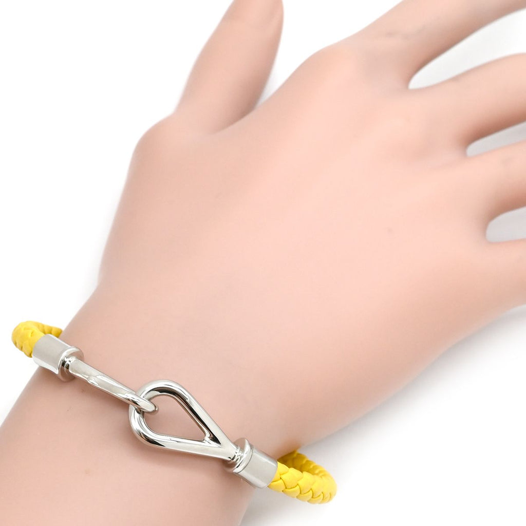 Hermes Bracelet Jumbo Leather Metal Yellow Silver Braided — view 8