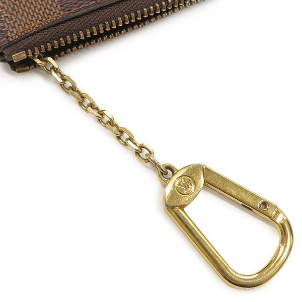 Louis Vuitton Coin Purse Pochette Cles Damier Canvas Ebene Gold Brown Key — view 7