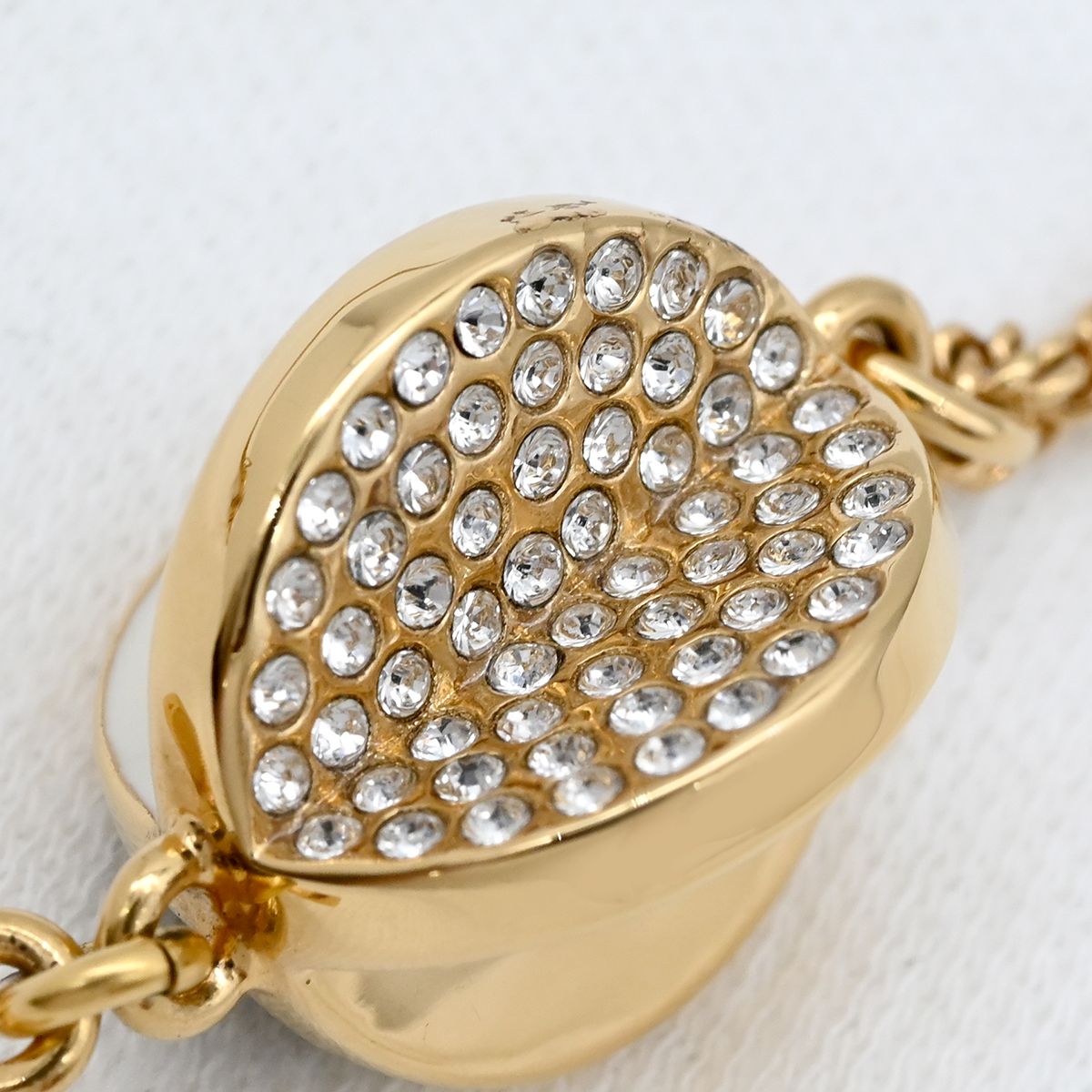 Chanel Necklace Rhinestone CC Logo Lacquer White Black Gold CC Mark Swing — view 6