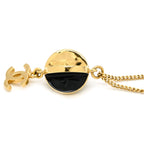 Chanel Necklace Rhinestone CC Logo Lacquer White Black Gold CC Mark Swing — view 3
