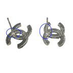 Chanel Earrings Rhinestone CC Logo Silver Small — view 8