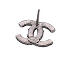 Chanel Earrings Rhinestone CC Logo Silver Small — view 6