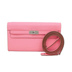 Hermes Kelly Wallet Long to Go Rose Confetti Silver Epsom Leather