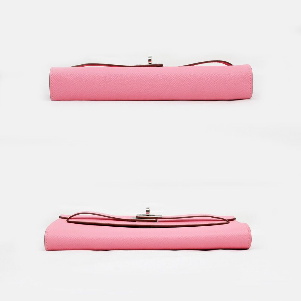 Hermes Kelly Wallet Long to Go Rose Confetti Silver Epsom Leather — view 4